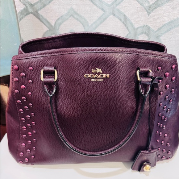 Coach Handbags - Coach Merlot Margot Studded Leather Satchel